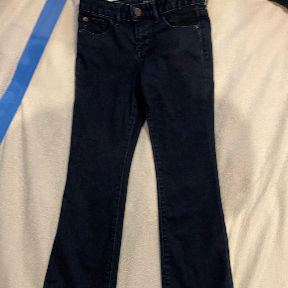 Gap youth girl size 8 dark blue boot cut denim jeans adjustable waist EUC